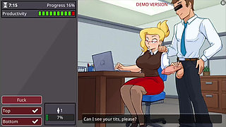 Office Girl with Big Boobs and Big Ass Barely Working