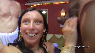 Housewife Eva with black and white dicks