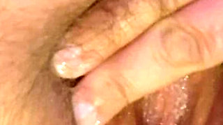 Hairy Pussy Solo Masturbation - PureCurves Moans Loud & Squirts Wet Orgasm Close Up