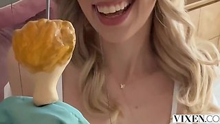Horny babe gets wrecked with huge cock in a backyard with a pool