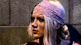 Blonde tight pussy babe solo fingering in glamour solo