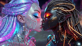Beautiful Aliens Kiss on Nice Music, Ai Animation