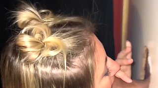 Gloryhole cock was so good she took him to fuck her in the room