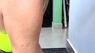 Pool party, sucking a big black dildo