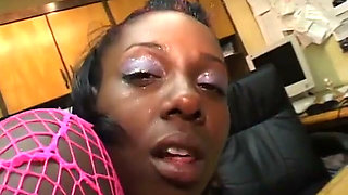 Lucky white stud gets BJ from trio of ebony skanks