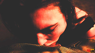 Trapped Slut pushed to Strip and Suck off Captor