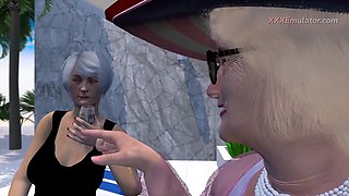Lush Wooly Grandma Pummeled Stiff by 2 Large Black Spear (3 DIMENSIONAL Sexgame)