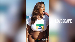 Thick Brazilian Cougar Rides Young Dick Raw - Sandy Beach Pound Session