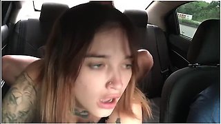 Whore Cant Stand It And Pleasures Her Pussy In An Uber With A Strap-on