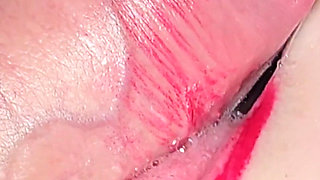 The Best Pig Mouth Close-up Smoking, Beautiful Oral Lip Cream and Huge Banging in a Moving Comb (red Lipstick)