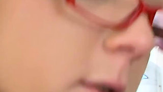 Sexy 4 Eyes Teen with Nice Ass Fucked with a Hot Cumshot on Glasses
