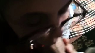 blowjob Finished off a Schoolgirl's Glasses