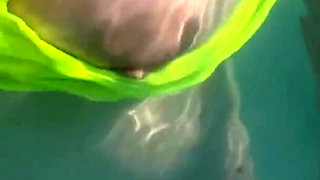Artemisia Love Flashing Her Perfect Big Tits Underwater and Smoking a Cigarette