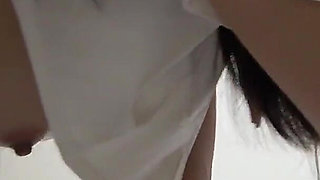 Thong Panties Wedgie Pussy Room Cleaning, Nice Body Girl Wearing No Bra Mini Skirt Student Uniform in Apartment in Japan
