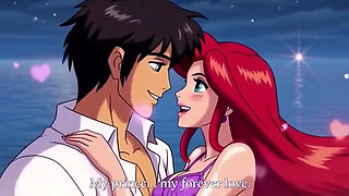 Ariel & Eric moonlit balcony passion - Romantic 3D Anime Love