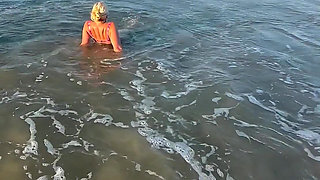 Try Not to Wet My Hair While Play with the Waves