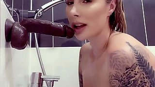Paige is horny in the bath and shes going to clean her