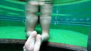 Hot Brunette's Naughty Motel Pool Solo Show
