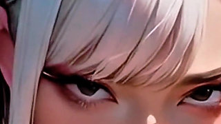 (4k) Ai Animated Hot Big Ass White Hair Asian - POV Blowjob & Fucking