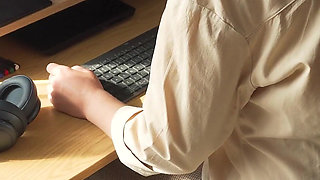 Naughty Colleague Seduces You with Her Fat Cameltoe in Trousers