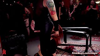 Slaves endure BDSM lovemaking in a wild sex orgy