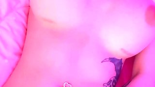 Glamour babe with big boobs masturbates in lingerie