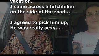 Girl Next Door Sucks a Hitchhiker in the Car (English Subtitles)