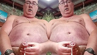 Chubby French Daddy Pascal with Glasses Strokes His Thick Shaft in Kinky Techno Wank Session