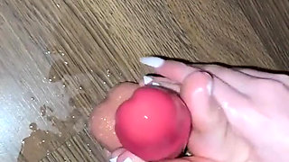 Wet Sloppy Foot Job on Dildo