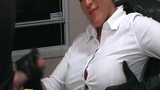 Gloved Office Handjob