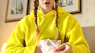 Redhead milf in sexy lingerie giving head