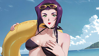 Faye Valentine Sunbathing Turns Into Beach Sex. Faye Valentine Hentai Cosplay