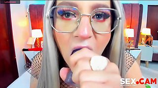 Hentai Long-Haired Fishnet in Glasses Sucks Dick Then Takes It in Ass