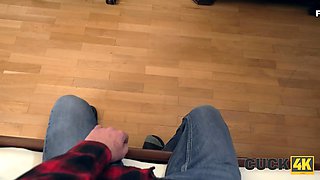 Cuck4k. babe with Tight Pussy is exposing on stranger's knob in front of her hubby