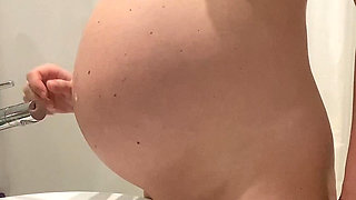 Desperate Pregnant Girl Humping the Bathroom Counter
