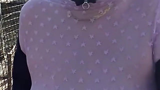 Small Café on the Terrace with a Transparent Top and a Mini Skirt No Panties