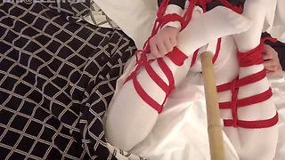 Mz17 - a White-stockinged Nun Bound by a Red Rope, a Nautical Restraint