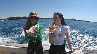 Teen dream Matty & Mila on a naughty boating trip in skimpy bikinis