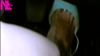 Pedal Pumping in Light Blue High Heeled Sandals and Anklet