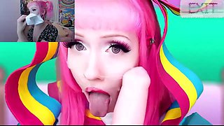 Sans soutien gorge, virtual dildo, chewing