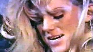 Lisa Daniels in steaming lingerie licking her big boobs