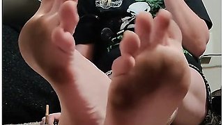 Blonde Smoking With Dirty Stained Soles