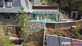 Stacked Upper-Class Strumpet Inna Innaki Gags on Pool Guy's Cock