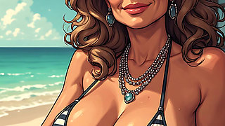 Gorgeous Women at the Beach Bikini Art