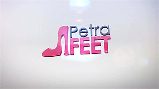 Good looking Petra smoking in her car