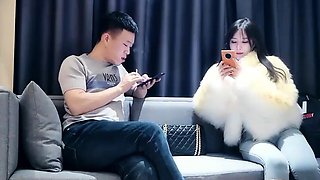 Cute amateur asian web cam girl playing with her toy