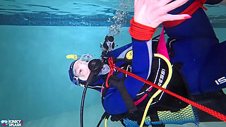 Underwater Bondage in Scuba Tied Tight & Dragged Through Water