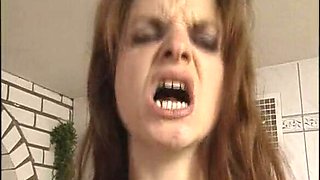 Filthy German COUGAR in tights ruined in DOUBLE PENETRATION three-way
