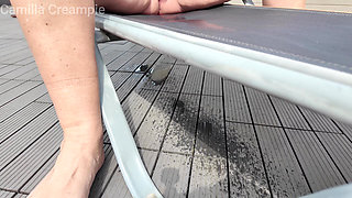 Big Dildo and Squirting on a Rooftop Terrace