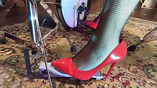 I Play Drums with My New Red Stilleto